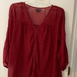 Red new direction see through blouse